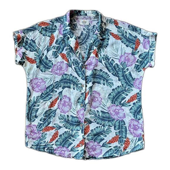 MARINE LAYER Floral Palm Button Up Shirt Top Women's Size Medium - Picture 3 of 8